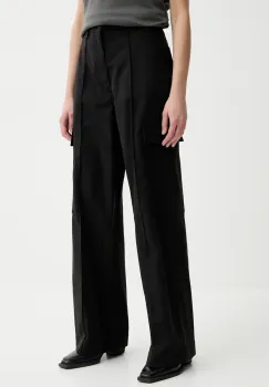 G-Star Raw pantaloni femei, culoarea negru, lat, high waist, D26036-D909 imagine