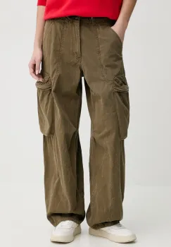 G-Star Raw pantaloni femei, culoarea verde, croiala cargo, high waist, D26433-D385 imagine