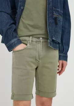 G-Star Raw pantaloni scurti jeans barbati, culoarea verde imagine