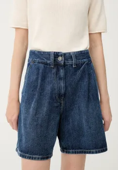 G-Star Raw pantaloni scurti jeans culoarea bleumarin, uni, high waist, D25985-D788 imagine