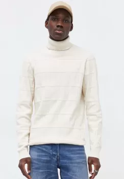 G-Star Raw pulover barbati, culoarea bej, cu guler imagine