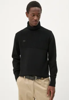 G-Star Raw pulover de bumbac culoarea negru, cu guler, D25151-C868 imagine