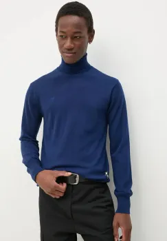 G-Star Raw pulover de lana barbati, culoarea albastru marin, light, cu guler, D25177-D847 imagine