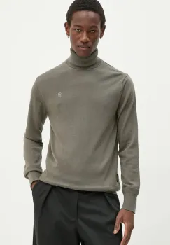 G-Star Raw pulover de lana barbati, culoarea verde, light, cu guler, D25177-D847 imagine