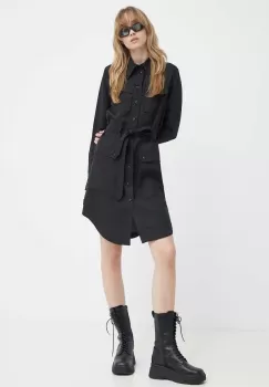 G-Star Raw rochie din amestec de in culoarea negru, mini, evazati imagine