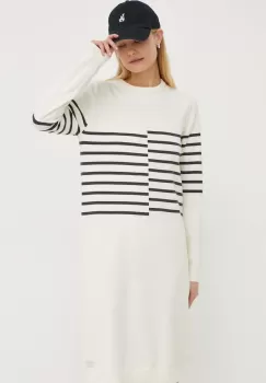 G-Star Raw rochie din amestec de lana culoarea bej, mini, drept imagine