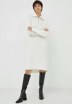 G-Star Raw rochie din amestec de lana culoarea bej, mini, oversize imagine