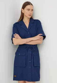G-Star Raw rochie din bumbac culoarea albastru marin, mini, drept imagine