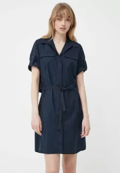 G-Star Raw rochie din bumbac culoarea albastru marin, mini, evazati imagine
