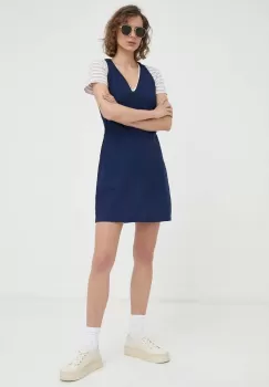 G-Star Raw rochie din bumbac culoarea albastru marin, mini, evazati imagine