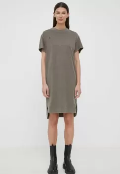 G-Star Raw rochie din bumbac culoarea maro, mini, oversize imagine