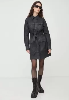 G-Star Raw rochie jeans culoarea negru, mini, mulata imagine