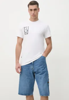 G-Star Raw tricou din bumbac barbati, culoarea alb, cu imprimeu, D25968-C506 imagine