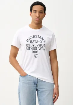 G-Star tricou din bumbac culoarea alb, cu imprimeu, D26856-C372 imagine