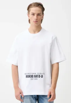 G-Star tricou din bumbac culoarea alb, cu imprimeu, D27985-D709 imagine