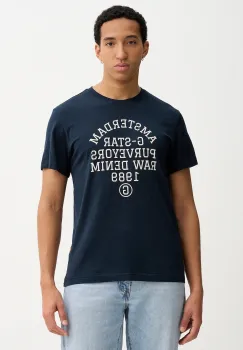 G-Star tricou din bumbac culoarea bleumarin, cu imprimeu, D26856-C372 imagine