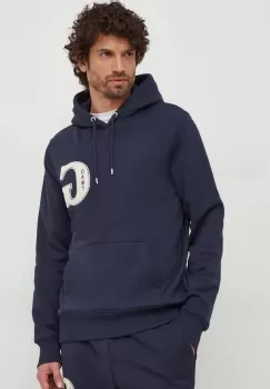 Gant bluza barbati, culoarea albastru marin, cu gluga, cu imprimeu imagine