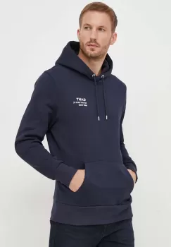 Gant bluza barbati, culoarea albastru marin, cu gluga, cu imprimeu imagine