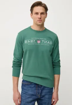 Gant bluza barbati, culoarea verde, cu imprimeu, 2044016 imagine