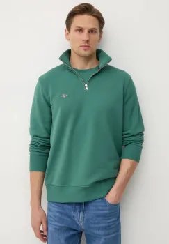Gant bluza barbati, culoarea verde, neted imagine