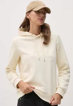 Gant bluza femei, culoarea bej, cu gluga, neted imagine