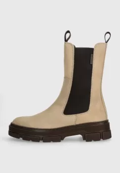 Gant botine din piele intoarsa Monthike femei, culoarea bej, cu platforma, 27554390.G24 imagine