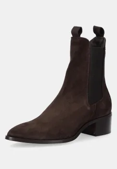 Gant botine din piele intoarsa St Broomly culoarea maro, cu toc plat, 31553093 imagine