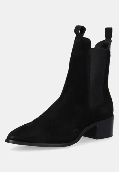 Gant botine din piele intoarsa St Broomly culoarea negru, cu toc plat, 31553093 imagine
