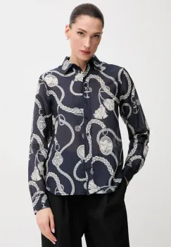 Gant camasa din amestec de matase femei, culoarea bleumarin, cu guler clasic, regular, 4300456 imagine