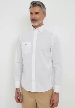 Gant camasa din bumbac barbati, culoarea alb, cu guler button-down, regular imagine