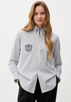 Gant camasa din bumbac culoarea bleumarin, cu guler clasic, relaxed, 4300557 imagine