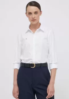 Gant camasa femei, culoarea alb, cu guler clasic, regular imagine