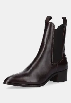 Gant cizme de piele St Broomly culoarea maro, cu toc drept, 31551094 imagine