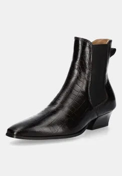 Gant ghete chelsea de piele Bassotte culoarea maro, cu toc drept, 31551148 imagine
