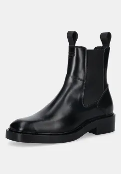 Gant ghete chelsea de piele Fallwi culoarea negru, cu toc plat, 31541129 imagine