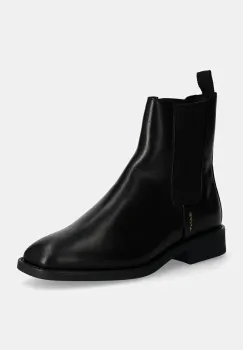 Gant ghete chelsea de piele Fayy femei, culoarea negru, cu toc plat, 29551770 G00 imagine