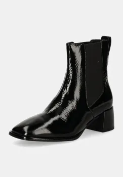 Gant ghete chelsea de piele Gwenety femei, culoarea negru, cu toc drept, 29551776 G00 imagine