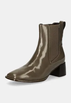 Gant ghete chelsea de piele Gwenety femei, culoarea verde, cu toc drept, 29551776 G135 imagine