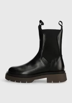 Gant ghete chelsea de piele Meghany femei, culoarea negru, cu toc plat, 27551402.G030 imagine