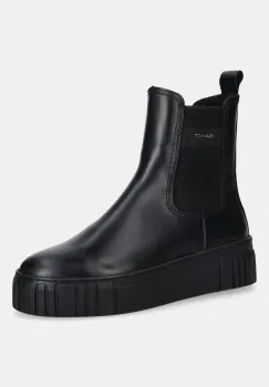 Gant ghete chelsea de piele Snowmont culoarea negru, cu toc plat, izolat, 31551096 imagine