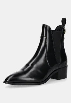 Gant ghete chelsea de piele St Broomly culoarea negru, cu toc drept, 31551095 imagine