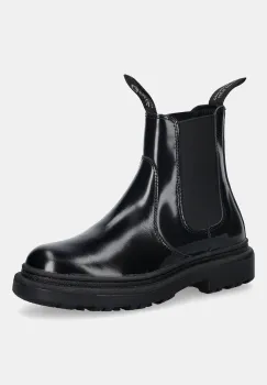 Gant ghete chelsea de piele Timbly culoarea negru, cu toc plat, 31551066 imagine