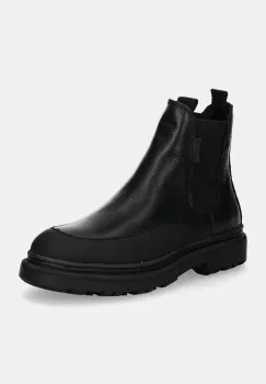 Gant ghete chelsea de piele Timbly femei, culoarea negru, cu toc plat, 29551791 G00 imagine