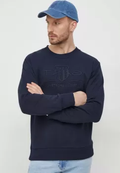 Gant hanorac de bumbac barbati, culoarea albastru marin, cu imprimeu imagine