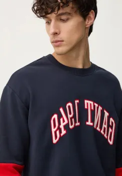 Gant hanorac de bumbac barbati, culoarea albastru marin, modelator, 2036040 imagine