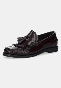 Gant mocasini de piele Gracelyn culoarea bordo, cu toc plat, 31571062 imagine