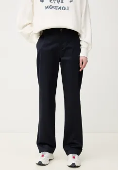 Gant pantaloni femei, culoarea albastru marin, drept, medium waist, 4150356 imagine