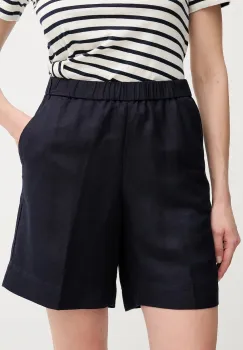 Gant pantaloni scurti din in culoarea albastru marin, neted, high waist, 4020116 imagine