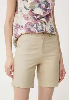 Gant pantaloni scurti femei, culoarea bej, neted, medium waist, 4020078 imagine