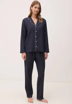 Gant pijama femei, culoarea albastru marin, bumbac, 902444900 imagine